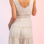 Fashion U-neck elastic waist sleeveless mini skirt