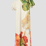 A-Line Loose Elasticity Flower Print One-Shoulder Maxi Dresses