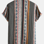 Elephant Geometric Print Shirt & Linen Cotton Blend Cropped Pants