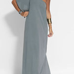 Flawless and Free One Shoulder Relaxed Slit Maxi Dress