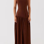 Eden Patchwork Semi-sheer Chiffon Strapless Maxi Dress