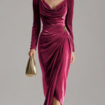Lunori™ | Sylvana Velvet Midi Dress