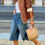 Quilted cotton floral contrast cotton jacket