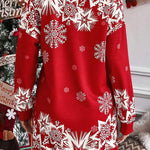 Christmas Snowflake Cold Shoulder Loose Sweatshirt Mini Dress