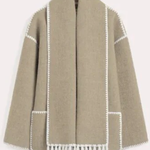 Scarf-Neckline Felt Woolen Coat