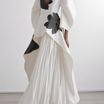 A-Line Loose Flower Print Pleated V-Neck Maxi Dresses