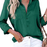 Solid Long Sleeves Button Up Satin Shirt