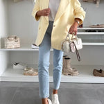 Solid Color Casual Lapel Long Sleeve Oversized Blazer