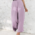Simple Wide Leg Loose Elasticity Casual Pants Bottoms