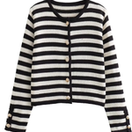 Fashion Casual Slim Fit Striped Cardigan Cropped Top