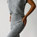 Sleeveless Vest + Knitted Skirt Two-piece Set