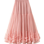 Sweet fungus lace A-line tutu skirt with large hem
