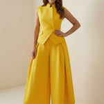 High Waisted Loose Pleated Solid Color Split-Joint Pants