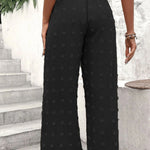 High Waist Jacquard Wide Leg Pants Casual Trousers