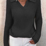 Women's Lapel Solid Slim Fit Knit Sweater