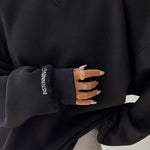 Loose ribbed collar versatile sweatshirt