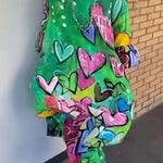 Casual Print Basic V Neck Long Sleeve Dresses