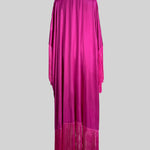 Batwing Sleeves Loose Solid Color Split-Joint Tasseled High Neck Evening Dresses Maxi Dresses