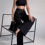 High Waisted Loose Pleated Solid Color Split-Joint Suit Pants Trousers