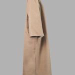 Long Sleeves Loose Solid Color Collarless Woolen Coat