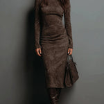 Velvet | Suede Long Sleeve Midi