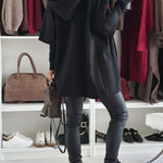 Solid Color Loose Pocket Hooded Long Sleeve Jacket