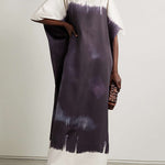 Batwing Sleeves Loose Contrast Color Printed Split-Joint Round-Neck Maxi Dresses