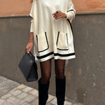 GALICIA Beige Simple Long Sweater