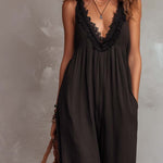 Vintage V-neck Ruffled Lace Jumpsuit