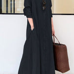 Long Sleeve Simple Loose Casual Long Dress