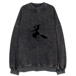 Enchanting Witch On Broom Hat (limited Edition) Vintage Sweatshirt