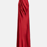 LONG SATIN HALTER DRESS