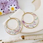 Queen Anne Lace Dried Flowers Large Hoop Earrings