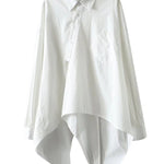 Urban Loose Black White Long Sleeves Irregular Blouse