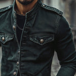 Men's Vintage Stand Collar Denim Jacket
