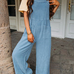 On Bali Time Cotton Blend Lightweight Wide Leg Jumpsuit