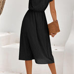 Sweet Elegant Solid V Neck A Line Short Sleeve Dress