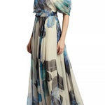 Unique Printed Bohemian Short-sleeved One-shoulder Maxi Dress