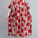 Original Polka-Dot Split-Joint Round-Neck Midi Dress