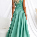 One Shoulder Cut Out High Low Hem Maxi Swing Dress