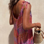 V-neck Printed Loose Lace-up Jumpsuit