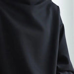 Long Sleeves Loose Solid Color High-neck Sweatershirt