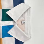 Long Sleeves Loose Buttoned Contrast Color Plaid Tied Stand Collar Blouses&Shirts Tops