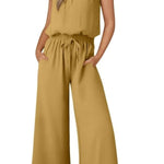 Women's Ruffle Sleeve Solid Color One Piece Jumpsuit