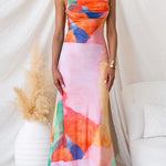 Spaghetti Strap Printed Bodycon Maxi Dress