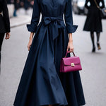 Margovil Long Sleeves Button Up Bow Waist Maxi Dress