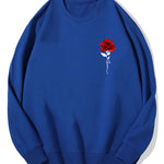 Red Rose Print Cotton Sweatshirt