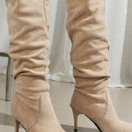 Margovil Faux Suede Pointed Toe Stiletto Heel High Boots