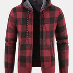 Plaid Zip Up Hooded Sweater
