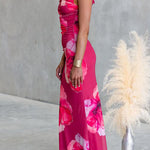 Off the Shoulder Floral Print Bodycon Maxi Dress